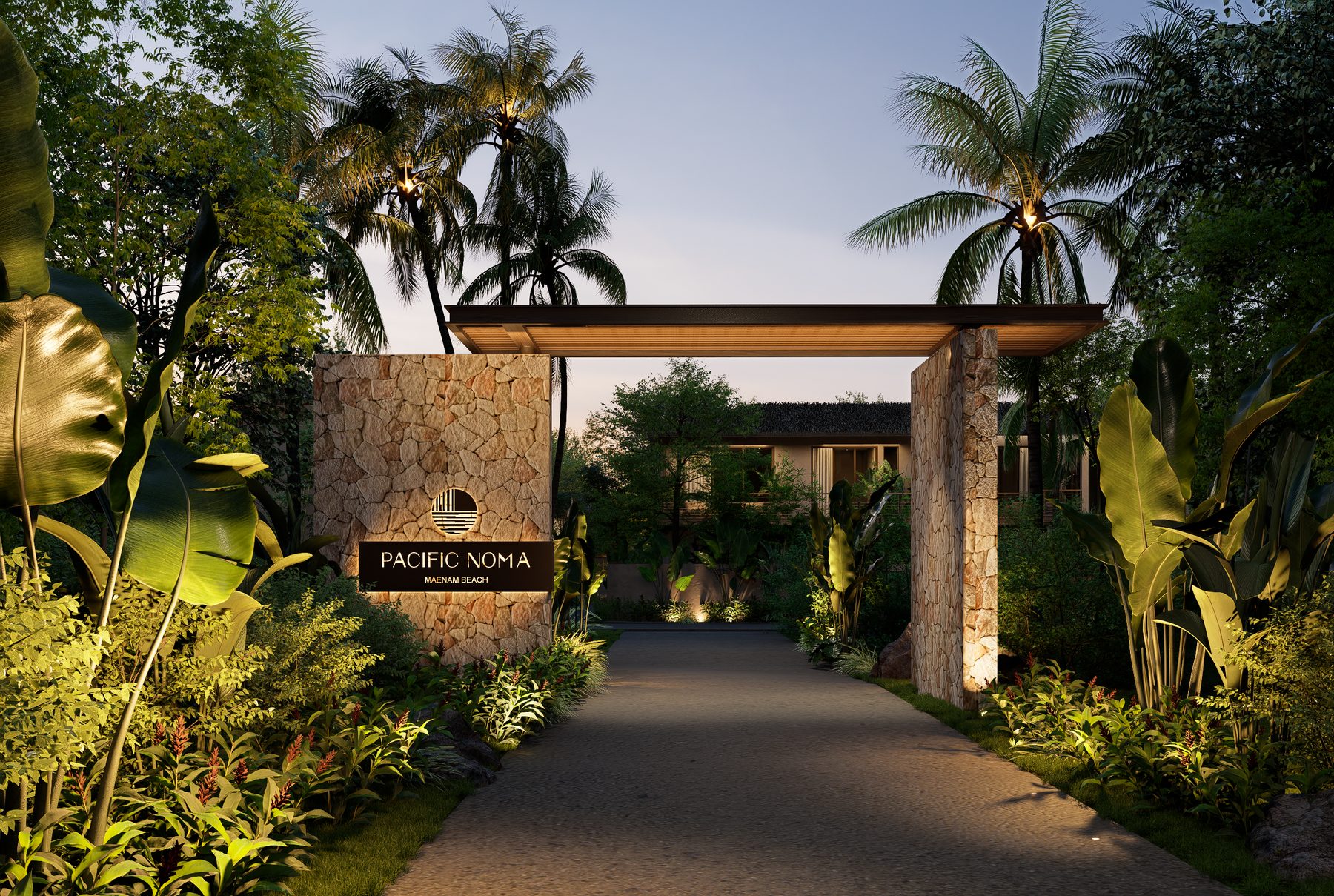 Pacific Noma entrance at dusk